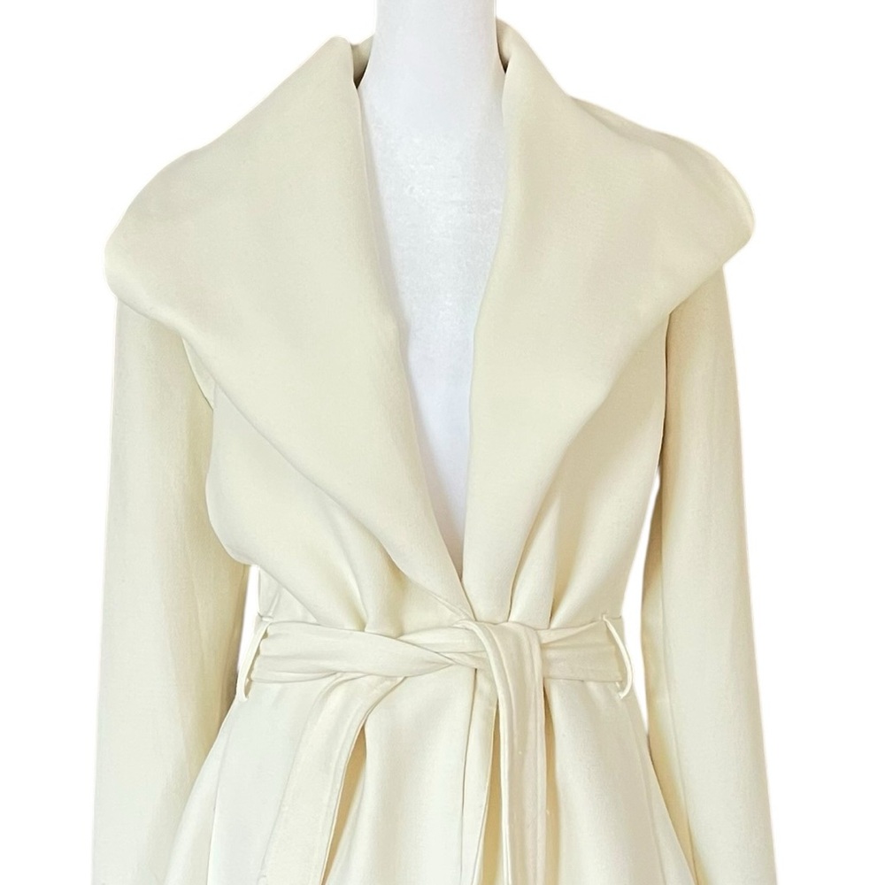 Cream Shawl Collar Blazer Jacket Belted Women M Minimalist Chic - Picture 3 of 9